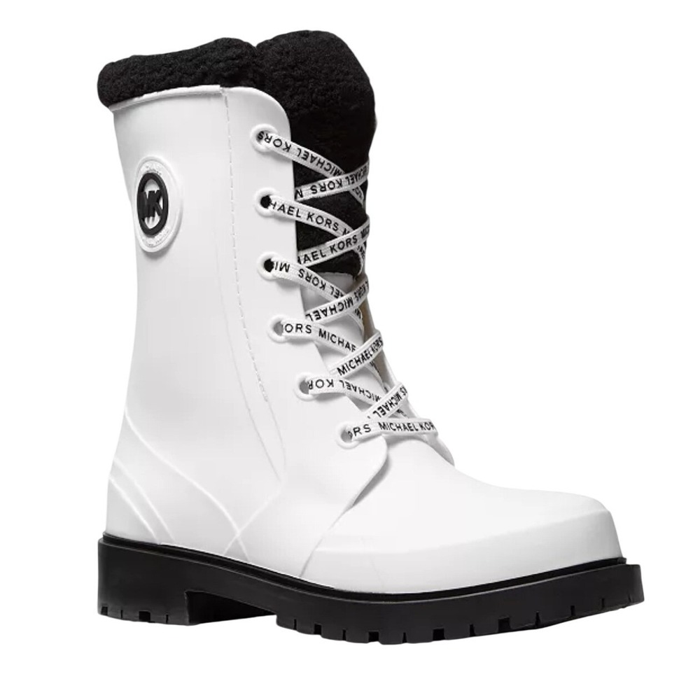 Michael Kors Whute Montaigne Faux Shearling-Lined PVC Rain Boot Size 6 - Picture 4 of 12